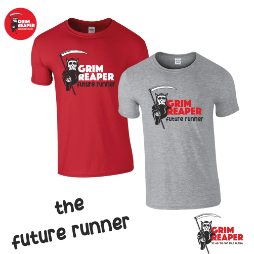 The Grim Reaper 'Future Runner' Kids Softstyle T-Shirt Bog Dog Running