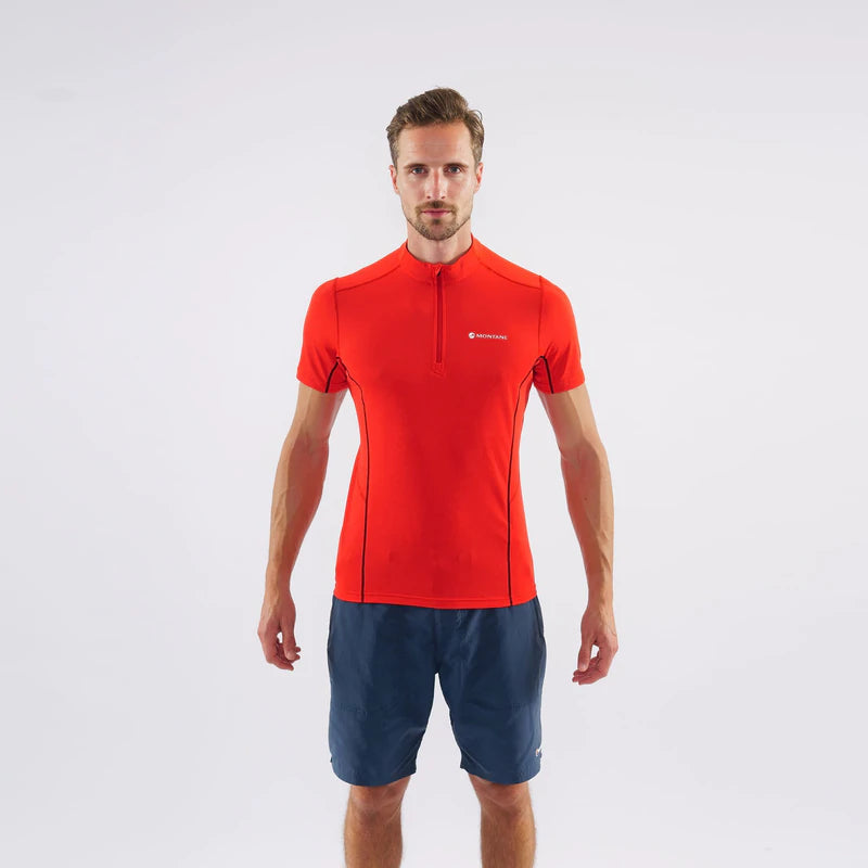 Montane Men's Dart Zip T-Shirt Bog Dog Running