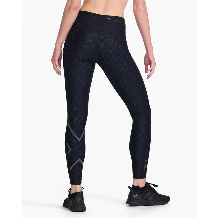 2XU Women's Aero Reflective Hi-Rise Compression Tights Bog Dog Running