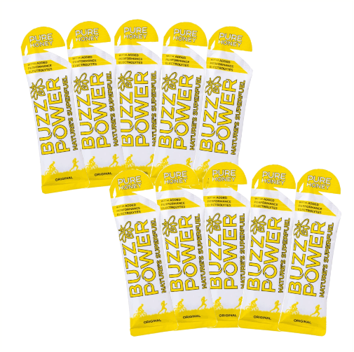 Buzz Power Organic Honey Energy Gel Fuel Pack of 10 Bog Dog Running