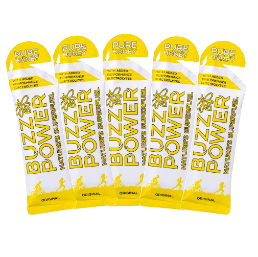 Buzz Power Organic Honey Energy Gel Fuel Pack of 5 Bog Dog Running